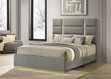 Ines 56-inch Fabric Upholstered Queen Panel Bed Grey | King | Grey | 223091GRYQ