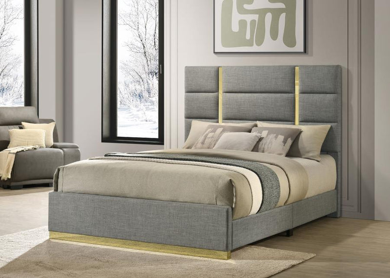 Ines 56-inch Fabric Upholstered Panel Bed Grey