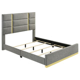 Ines 56-inch Fabric Upholstered Queen Panel Bed Grey | King | Grey | 223091GRYQ
