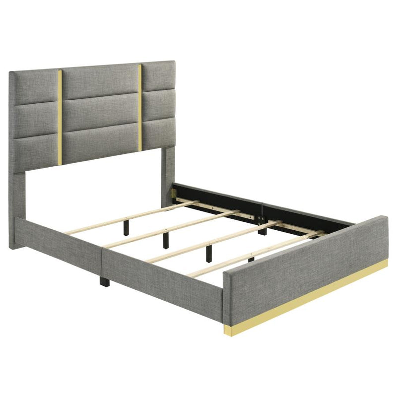 Ines 56-inch Fabric Upholstered Panel Bed Grey