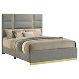 Ines 56-inch Fabric Upholstered Queen Panel Bed Grey | King | Grey | 223091GRYQ