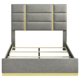 Ines 56-inch Fabric Upholstered Queen Panel Bed Grey | King | Grey | 223091GRYQ