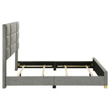 Ines 56-inch Fabric Upholstered Queen Panel Bed Grey | King | Grey | 223091GRYQ
