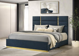 Ines 56-inch Fabric Upholstered Eastern King Panel Bed Navy | Blue | Navy | 223091NVYKE