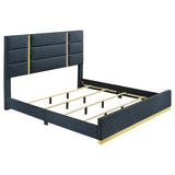 Ines 56-inch Fabric Upholstered Eastern King Panel Bed Navy | Blue | Navy | 223091NVYKE