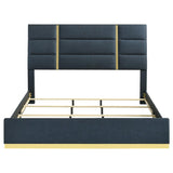 Ines 56-inch Fabric Upholstered Eastern King Panel Bed Navy | Blue | Navy | 223091NVYKE