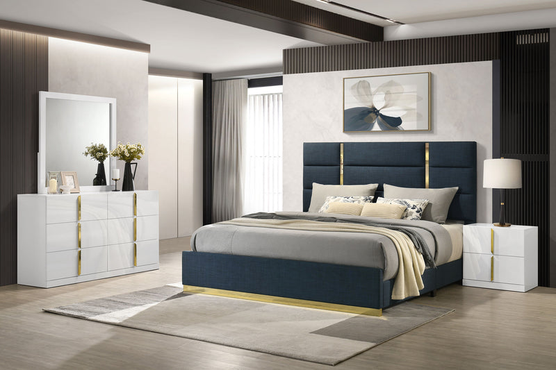 Ines 4-piece Queen Bedroom Set Grey and White High Gloss