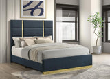 Ines 56-inch Fabric Upholstered Queen Panel Bed Navy | Blue | Navy | 223091NVYQ
