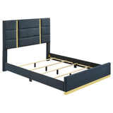 Ines 56-inch Fabric Upholstered Queen Panel Bed Navy | Blue | Navy | 223091NVYQ