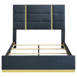 Ines 56-inch Fabric Upholstered Queen Panel Bed Navy | Blue | Navy | 223091NVYQ
