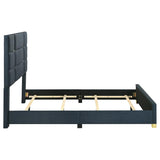 Ines 56-inch Fabric Upholstered Queen Panel Bed Navy | Blue | Navy | 223091NVYQ
