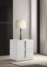 Ines 2-drawer Nightstand Bedside Table White High Gloss | Full | White | White High Gloss | 223092