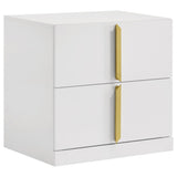Ines 2-drawer Nightstand Bedside Table White High Gloss | Full | White | White High Gloss | 223092