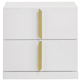 Ines 2-drawer Nightstand Bedside Table White High Gloss | Full | White | White High Gloss | 223092