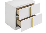 Ines 2-drawer Nightstand Bedside Table White High Gloss | Full | White | White High Gloss | 223092