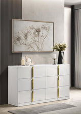 Ines 6-drawer Bedroom Dresser Cabinet White High Gloss | White | White High Gloss | 223093