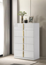 Ines 5-drawer Bedroom Chest of Drawers White High Gloss | White | White High Gloss | 223095