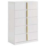 Ines 5-drawer Bedroom Chest of Drawers White High Gloss | White | White High Gloss | 223095