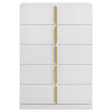 Ines 5-drawer Bedroom Chest of Drawers White High Gloss | White | White High Gloss | 223095