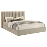 Arielle Eastern King Bookcase Panel Storage Bed Light Oak | Beige | Light Tan | 223111KE