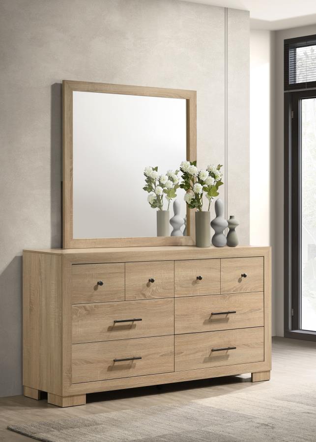 Arielle 6-drawer Bedroom Dresser with Mirror Light Oak | Beige | Light Oak | 223113M