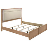 Leanne Eastern King LED Panel Bed Off White and Light Oak | Beige | Light Oak | 223131KE