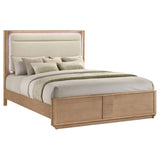 Leanne Eastern King LED Panel Bed Off White and Light Oak | Beige | Light Oak | 223131KE