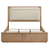 Leanne Eastern King LED Panel Bed Off White and Light Oak | Beige | Light Oak | 223131KE