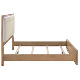 Leanne Eastern King LED Panel Bed Off White and Light Oak | Beige | Light Oak | 223131KE