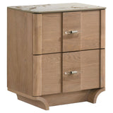 Leanne 2-drawer Sinter Stone Top Nightstand Light Oak | Beige | Light Oak | 223132