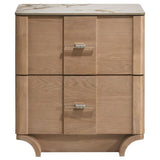 Leanne 2-drawer Sinter Stone Top Nightstand Light Oak | Beige | Light Oak | 223132