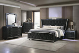 Lorient California King LED Upholstered Bed Black | Black | 223161KW