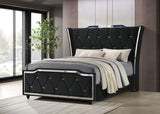 Lorient Queen LED Upholstered Wingback Bed Black | Queen | Black | 223161Q