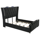 Lorient Queen LED Upholstered Wingback Bed Black | Queen | Black | 223161Q