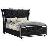 Lorient Queen LED Upholstered Wingback Bed Black | Queen | Black | 223161Q