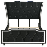 Lorient Queen LED Upholstered Wingback Bed Black | Queen | Black | 223161Q
