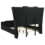 Lorient Queen LED Upholstered Wingback Bed Black | Queen | Black | 223161Q