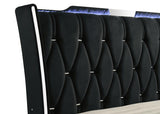 Lorient Queen LED Upholstered Wingback Bed Black | Queen | Black | 223161Q