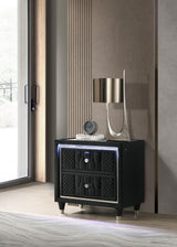 Lorient 2-drawer LED Nightstand with USB Black | Black | 223162