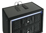 Lorient 2-drawer LED Nightstand with USB Black | Black | 223162