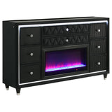 Lorient 8-drawer LED Bedroom Flame Box Dresser Black | Black | 223163FB