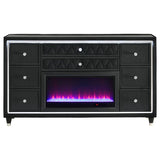 Lorient 8-drawer LED Bedroom Flame Box Dresser Black | Black | 223163FB
