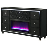 Lorient 8-drawer LED Bedroom Flame Box Dresser Black | Black | 223163FB