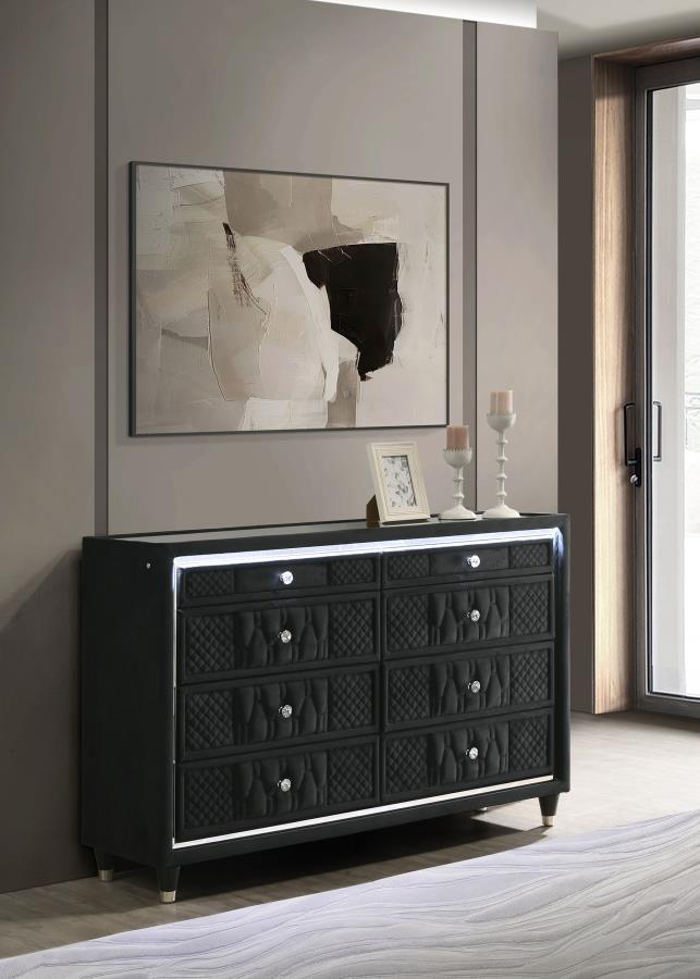 Lorient 8-drawer LED Bedroom Dresser Cabinet Black | Black | 223163