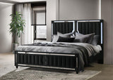 Ravenne Velvet Upholstered LED Panel Bed Black