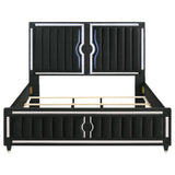 Ravenne Velvet Upholstered Eastern King LED Panel Bed Black | Black | 223191KE