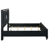 Ravenne Velvet Upholstered Eastern King LED Panel Bed Black | Black | 223191KE