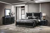 Ravenne 4-piece Velvet Upholstered Queen LED Bedroom Set Black | California King / 4-piece | 223191KW-S4