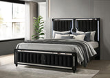 Ravenne Velvet Upholstered California King LED Panel Bed Black | Black | 223191KW