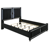 Ravenne Velvet Upholstered California King LED Panel Bed Black | Black | 223191KW